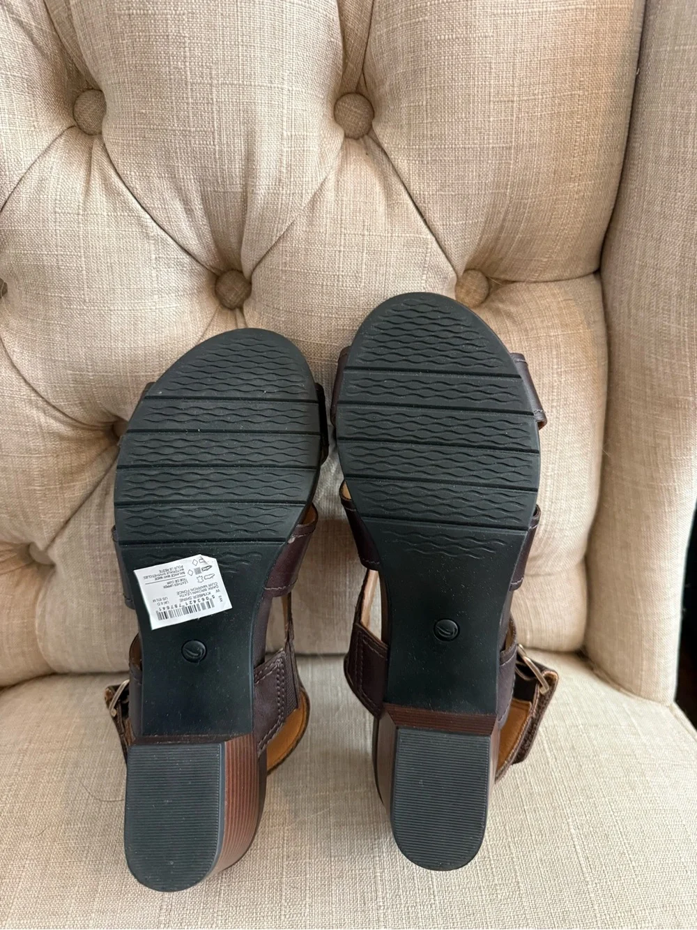 Clarks Dark Brown Leather Crisscross Slingback Sandals